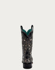 A4133 - WOMEN'S PYTHON INLAY BLACK SQUARE TOE COWBOY BOOT