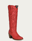Z5076 - WOMEN'S RUBY RED EMBROIDERY TALL TOP SNIP TOE COWBOY BOOT