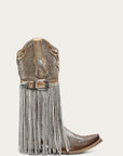 A4514 - WOMEN'S SILVER-GOLD FINISH WITH CRYSTAL FRINGE, HARNESS AND STUDS SNIP TOE COWBOY BOOT