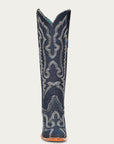 Z5226 - WOMEN'S WHITE EMBROIDERY DENIM TALL TOP POINTED TOE COWBOY BOOT