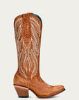 A4216 - WOMEN'S WHITE EMBROIDERY TAN SNIP TOE COWBOY BOOT