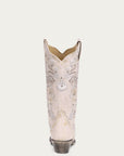 A3521 - WOMEN'S WHITE FLORAL EMBROIDERY AND CRYSTALS COWBOY BOOT