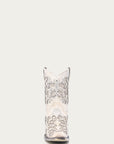 A3550 - WOMEN'S WHITE GLITTERED INLAY AND CRYSTALS SNIP TOE WEDDING COWBOY BOOTIE