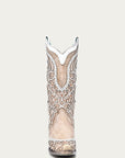 A3837 - WOMEN'S WHITE OVERLAY EMBROIDERY STUDS AND CRYSTALS