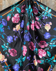 35X35" Black with Pink & Purple Roses Wild Rag / Scarf WR140
