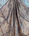 35X35" Brown Leopard Wild Rag / Scarf - Copper Jet, Champagne, Topaz Crystal Slide WRC169D