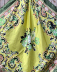 35X35"  Green Floral Paisley Wild Rag / Scarf WR174