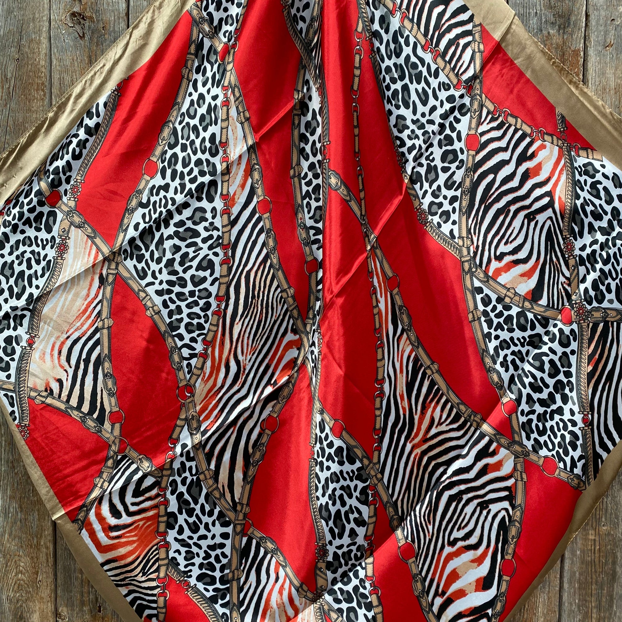 35X35"  Red Animal Print Wild Rag / Scarf WR2298