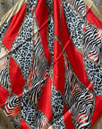 35X35"  Red Animal Print Wild Rag / Scarf WR2298