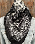 35X35" Black and White Paisley Wild Rag / Scarf WR2559X