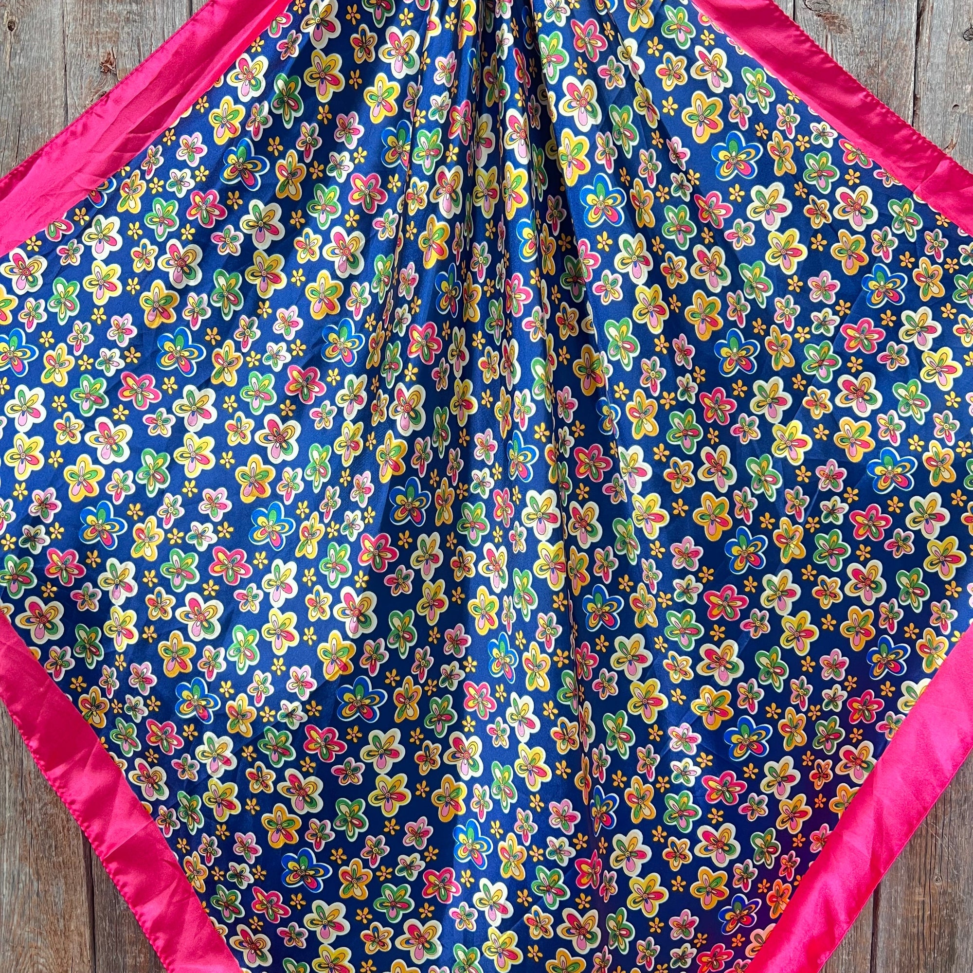 35X35"  Pink Flowers Wild Rag / Scarf WR3109