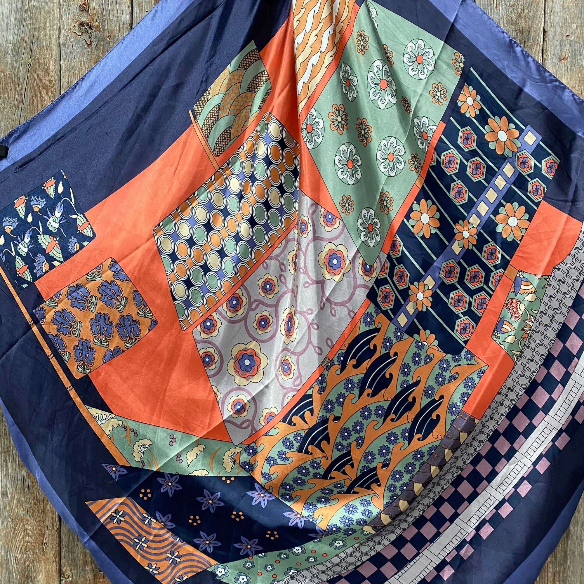 35X35"  Blue & Orange Wild Rag / Scarf WR3161