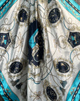 35X35" Turquoise Floral Wild Rag / Scarf - Bright Teal, Capri & Clear Slide WRC326A