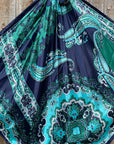 35X35"  Blue and Green Waves Wild Rag / Scarf WR3357