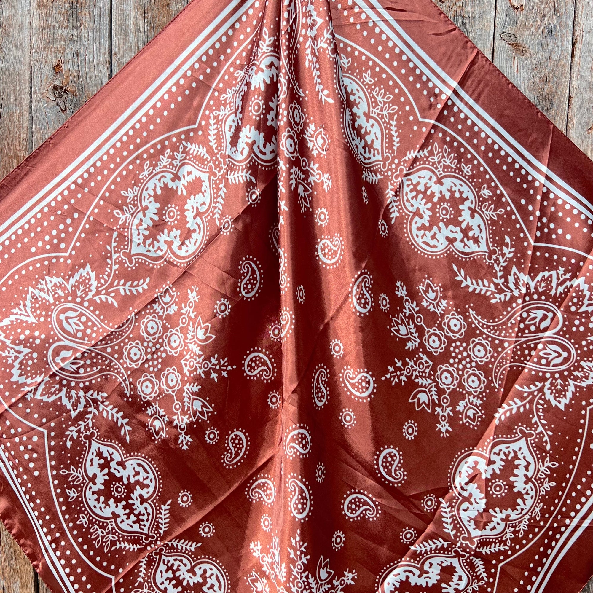 35X35"  Copper Floral Paisley Wild Rag / Scarf WR3381