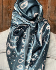 35X35"  Blue & White Paisley Wild Rag / Scarf WR3414