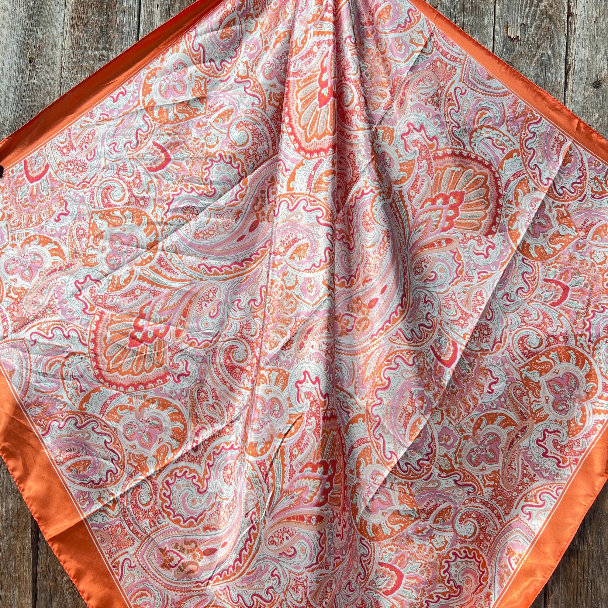 35X35"  Pink & Orange Paisley Wild Rag / Scarf WR3417