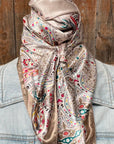 35X35"  Tan Floral Wild Rag / Scarf WR3421