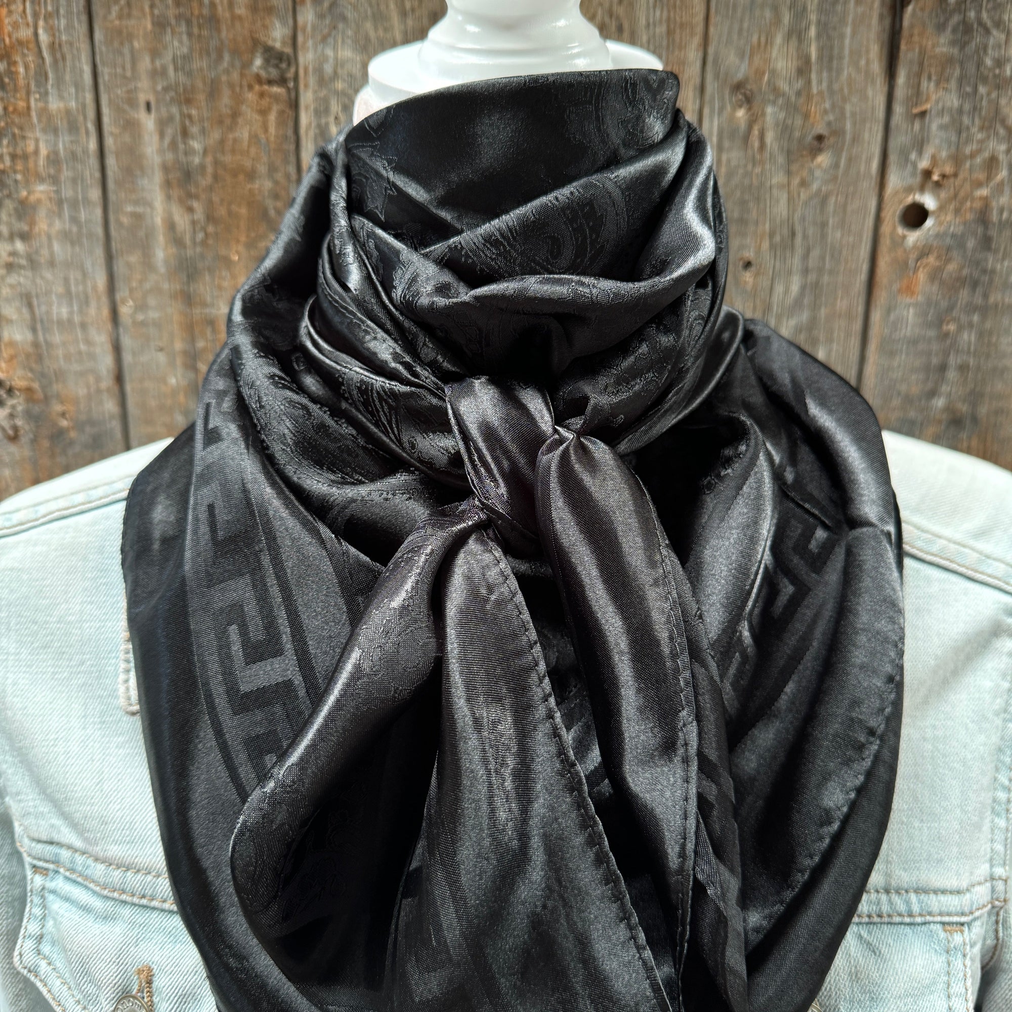 35X35" Black Jacquard Wild Rag / Scarf WR4039