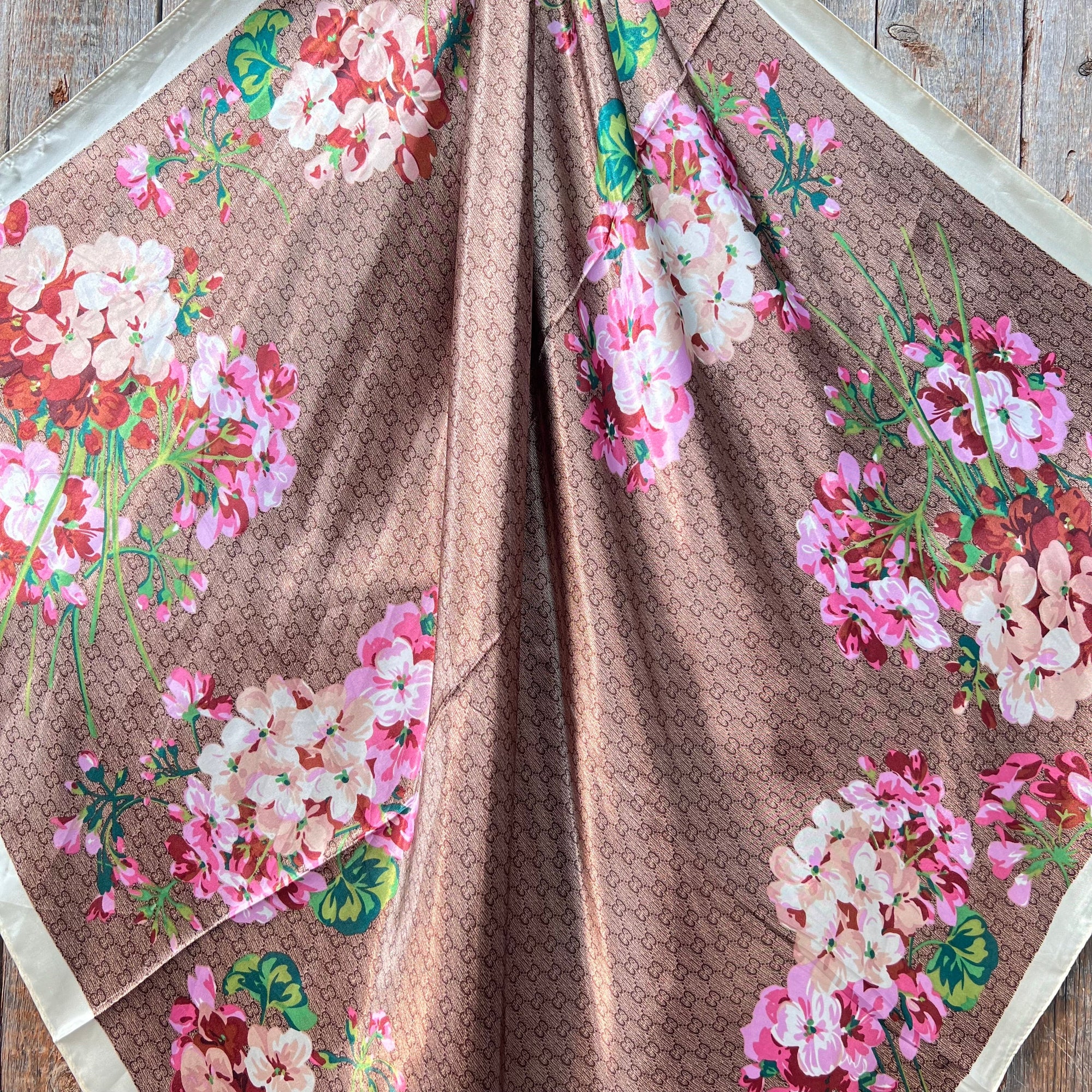 35X35" Cherry Blossom Wild Rag / Scarf - Copper Pink, AB & Champagne Slide WRC406A