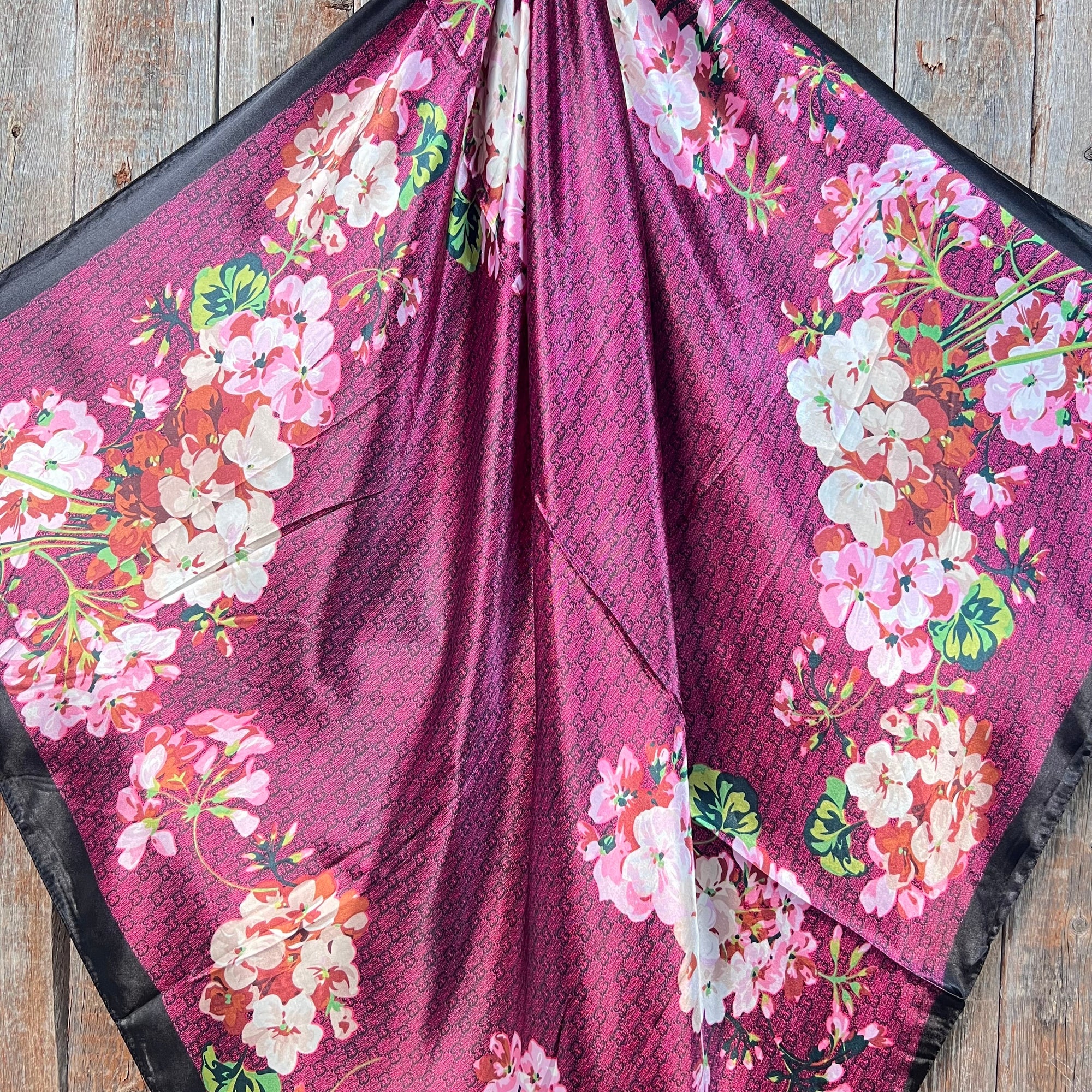 35X35"  Dark Pink Cherry Blossom Wild Rag / Scarf WR407