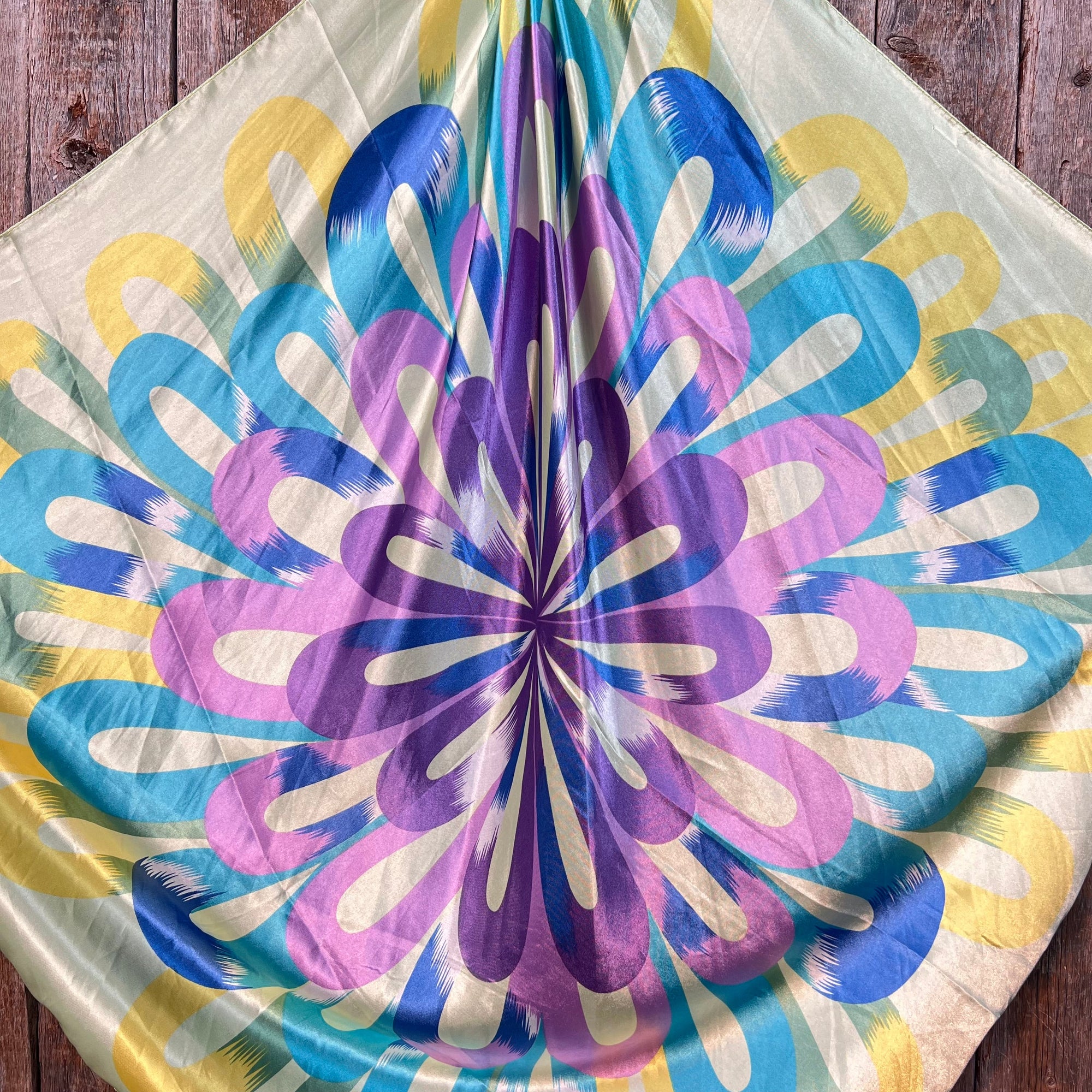 35X35" Purple & Green Multi-Colored Wild Rag / Scarf -W181 Slide WRC613B