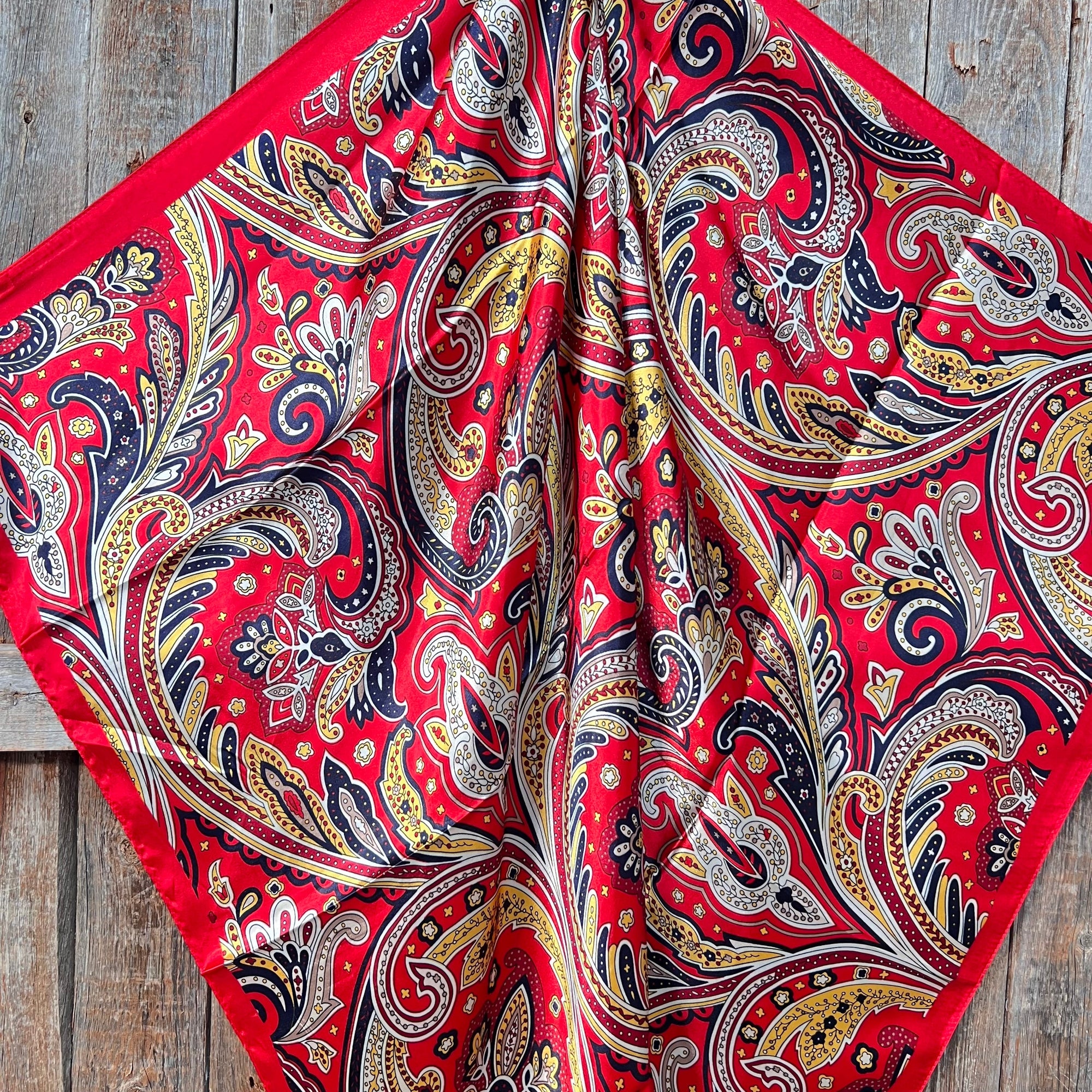 35X35"  Red Hippie Paisley Wild Rag / Scarf WR905