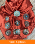 35X35" Solid Rust Wild Rag / Scarf WRS16 - Western Concho Wild Rag Slides - Assorted