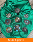 35X35" Solid Green Wild Rag / Scarf WRS18 - Western Concho Wild Rag Slides - Assorted