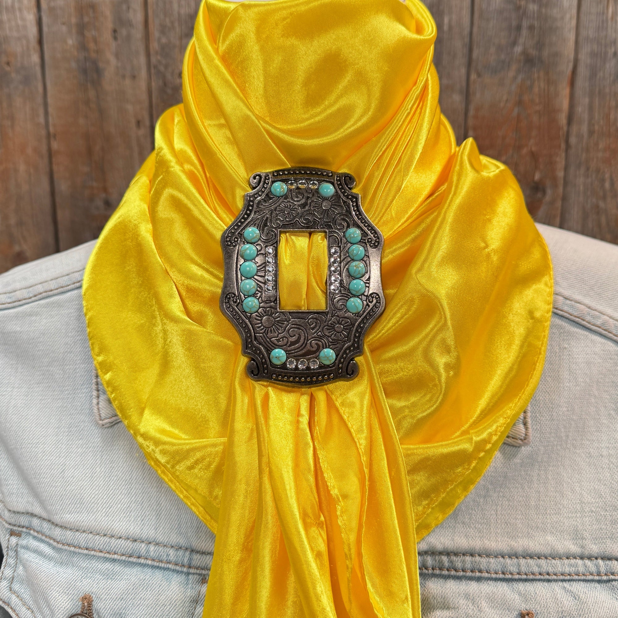 35X35" Solid Yellow Wild Rag / Scarf WRS23 - Buckle Wild Rag Slides - Assorted