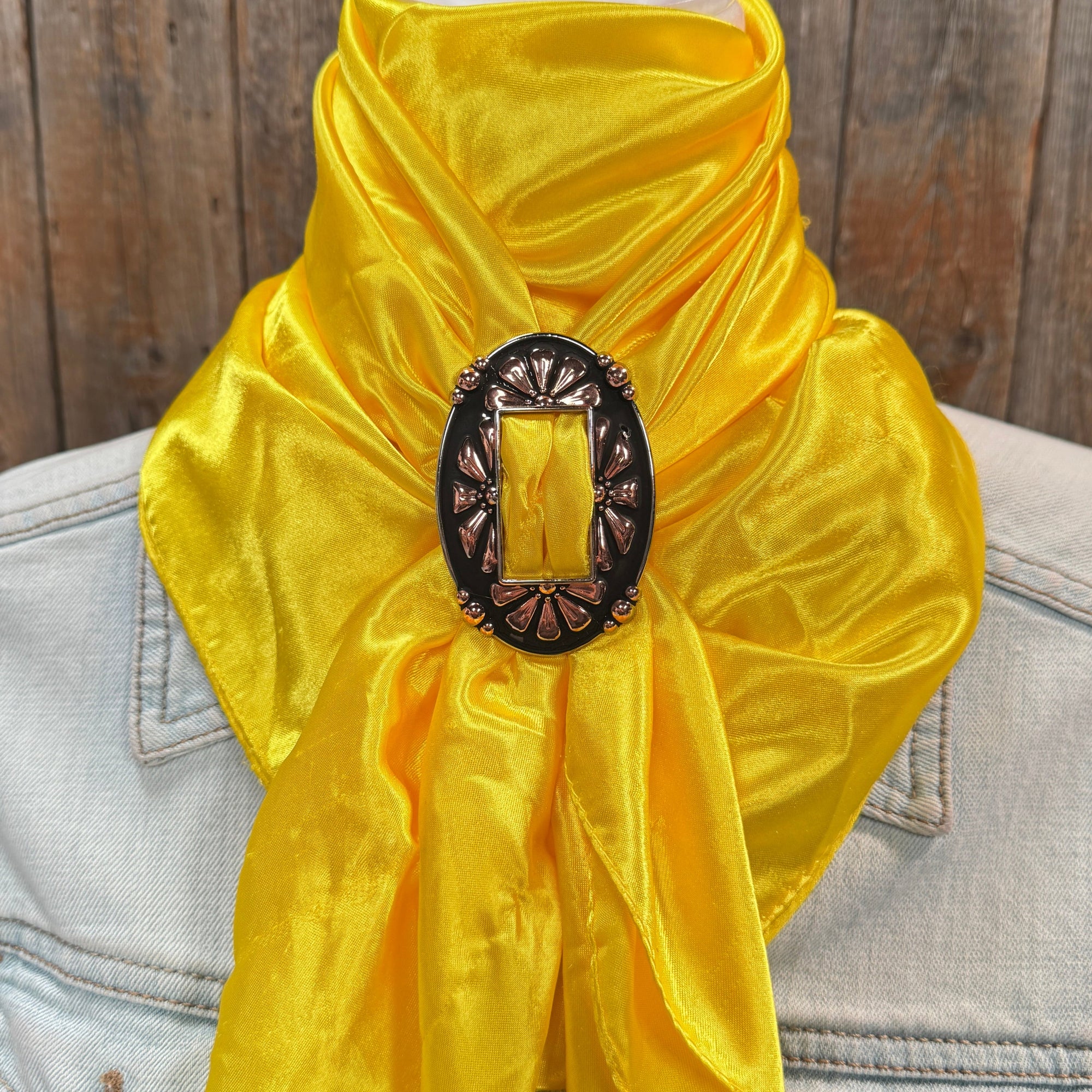 35X35" Solid Yellow Wild Rag / Scarf WRS23 - Buckle Wild Rag Slides - Assorted