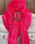 35X35" Solid Hot Pink Wild Rag / Scarf WRS25 - Buckle Wild Rag Slides - Assorted