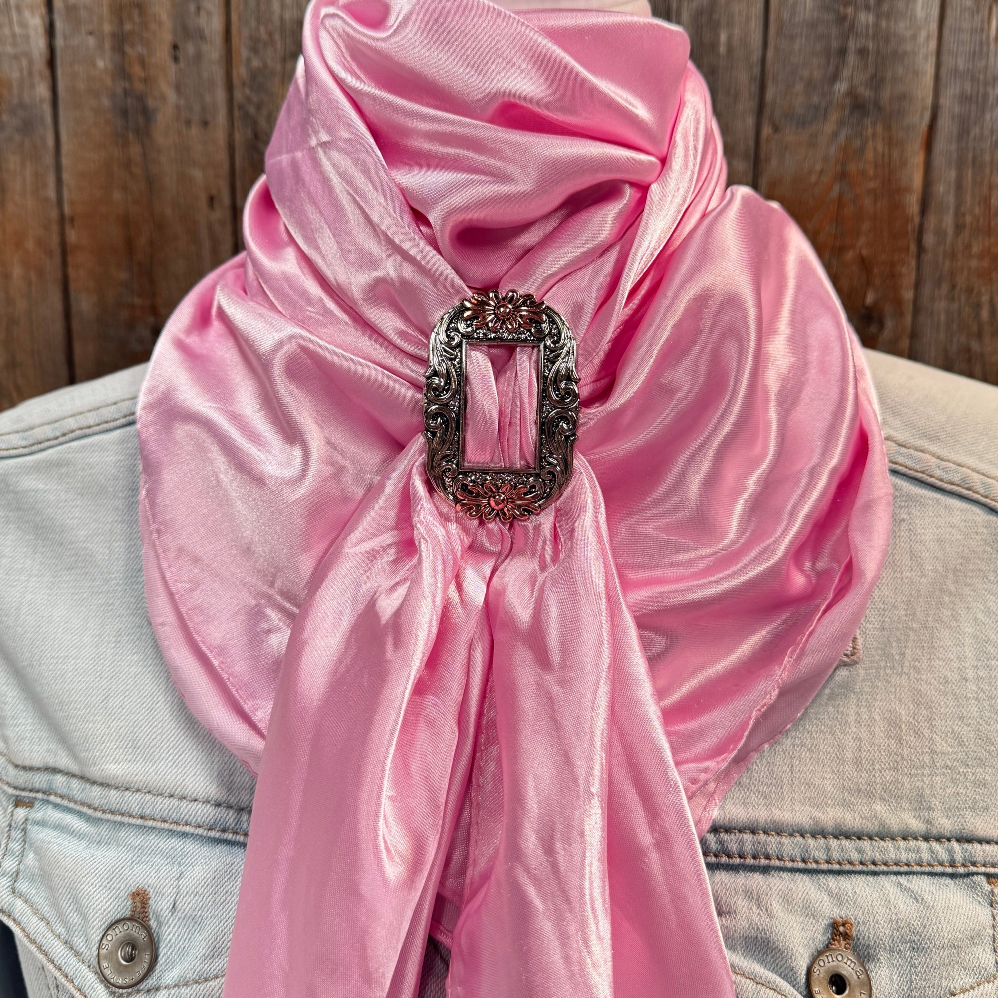 35X35" Solid Pink Wild Rag / Scarf WRS27 - Buckle Wild Rag Slides - Assorted