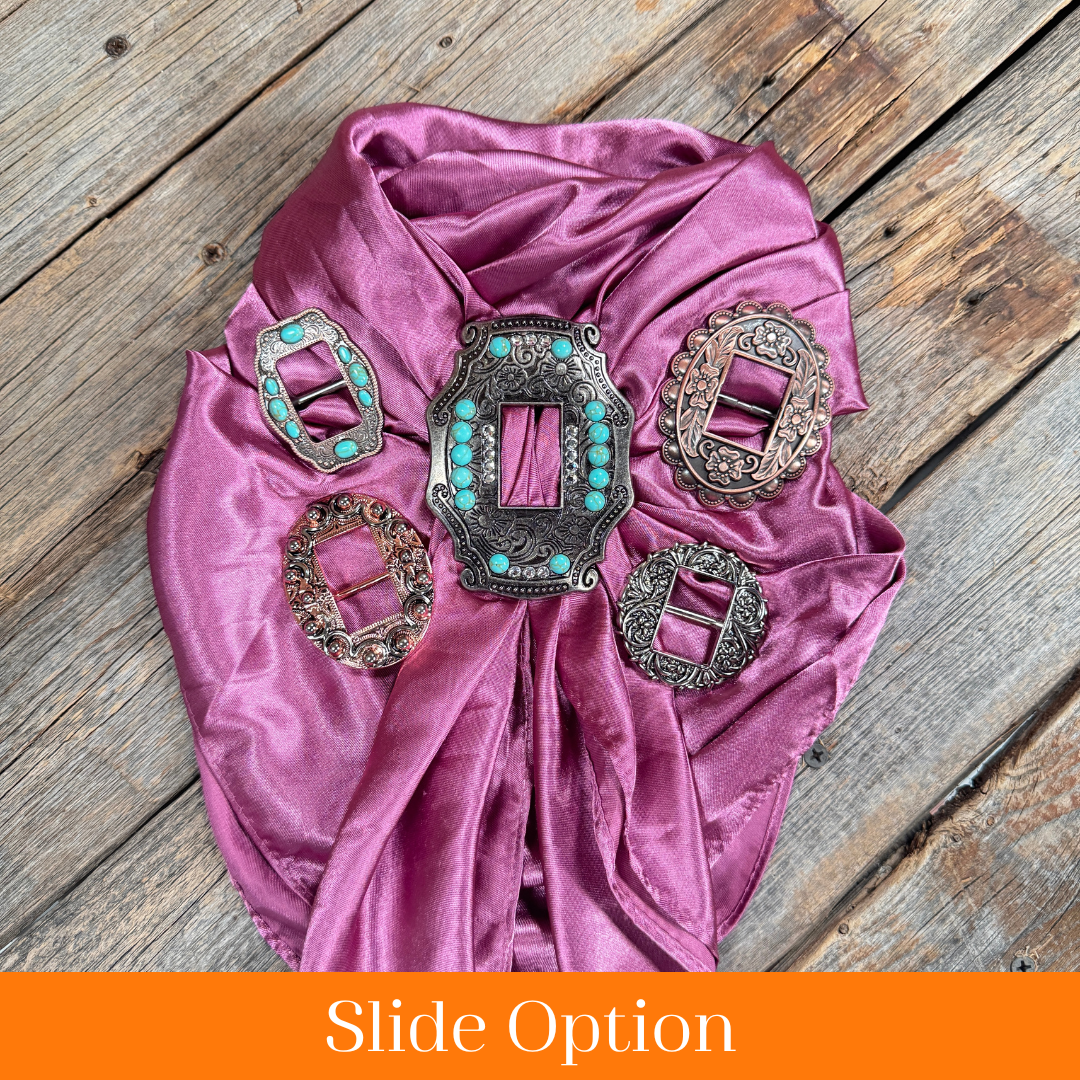 35X35" Solid Rose Wild Rag / Scarf WRS6 - Buckle Wild Rag Slides - Assorted