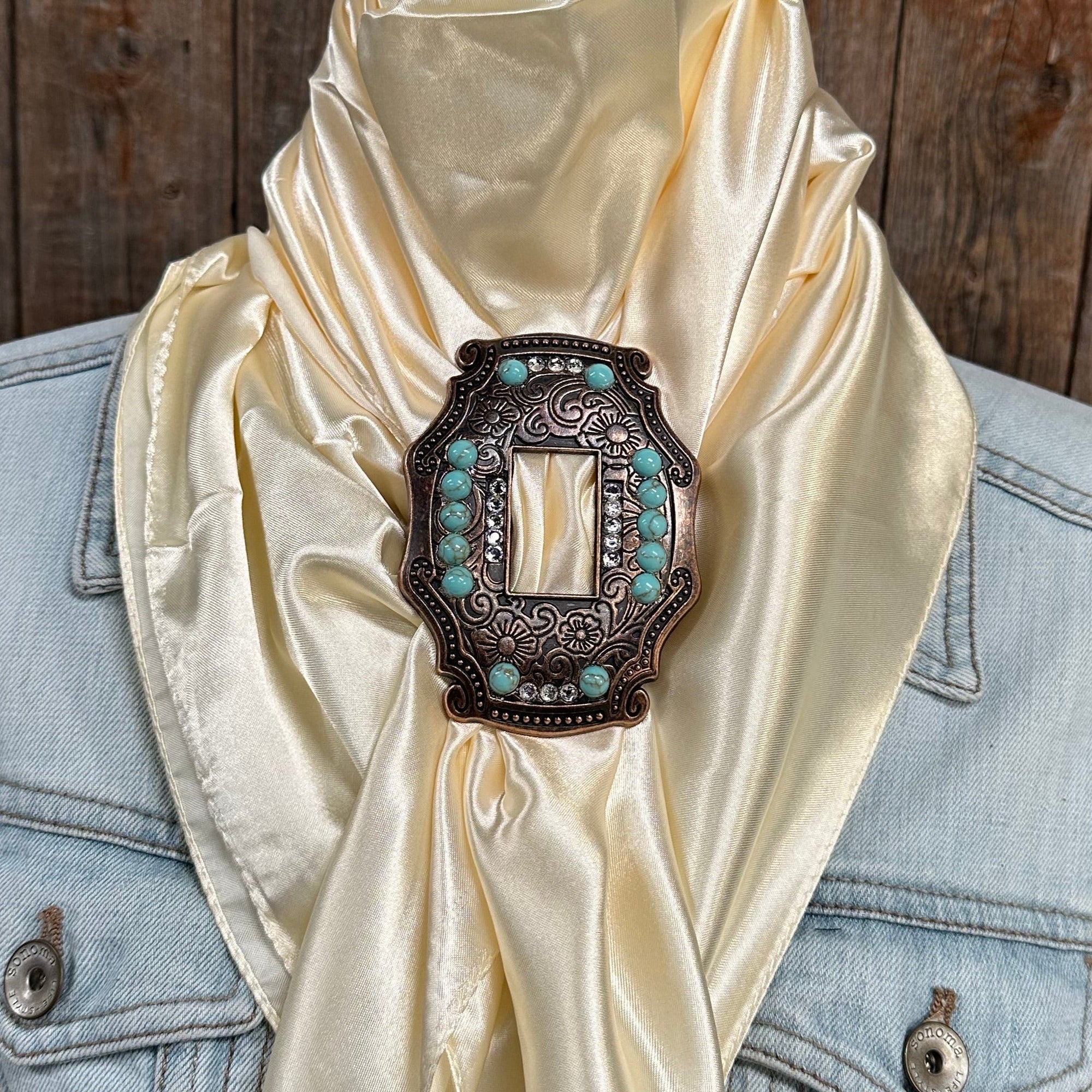 35X35" Solid Cream Wild Rag / Scarf WRS11 - Buckle Wild Rag Slides - Assorted