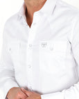 Men’s Single Pocket Logo Modern Fit Stretch Dress Shirt - White