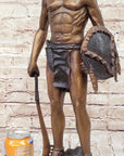 Native American Indian Warrior Bronze Metal Statue Sculpture on Marble Base CM Russell