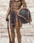 Native American Indian Warrior Bronze Metal Statue Sculpture on Marble Base CM Russell
