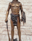 Native American Indian Warrior Bronze Metal Statue Sculpture on Marble Base CM Russell