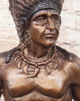 Native American Indian Warrior Bronze Metal Statue Sculpture on Marble Base CM Russell