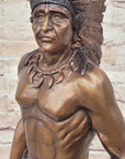 Native American Indian Warrior Bronze Metal Statue Sculpture on Marble Base CM Russell