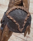 Native American Indian Warrior Bronze Metal Statue Sculpture on Marble Base CM Russell