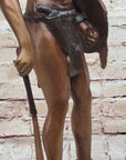 Native American Indian Warrior Bronze Metal Statue Sculpture on Marble Base CM Russell
