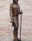 Native American Indian Apache Chief Cochise Bronze Statue Sculpture Figure on Marble Base