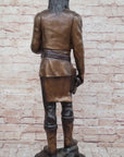 Native American Indian Apache Chief Cochise Bronze Statue Sculpture Figure on Marble Base