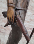 Native American Indian Apache Chief Cochise Bronze Statue Sculpture Figure on Marble Base
