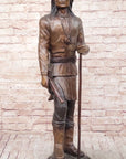 Native American Indian Apache Chief Cochise Bronze Statue Sculpture Figure on Marble Base