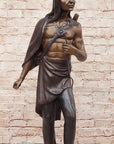 Native American Indian Chief Hiawatha Bronze Statue Sculpture Figure on Marble Base