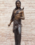 Native American Indian Chief Hiawatha Bronze Statue Sculpture Figure on Marble Base