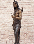Native American Indian Chief Hiawatha Bronze Statue Sculpture Figure on Marble Base